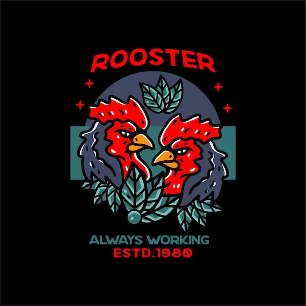 Rooster illustration classic style for tshirt