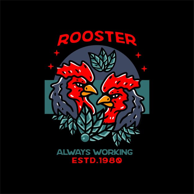 Rooster illustration classic style for tshirt