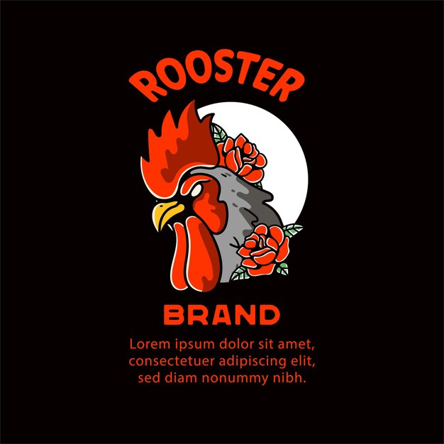 Rooster illustration for t-shirts design character