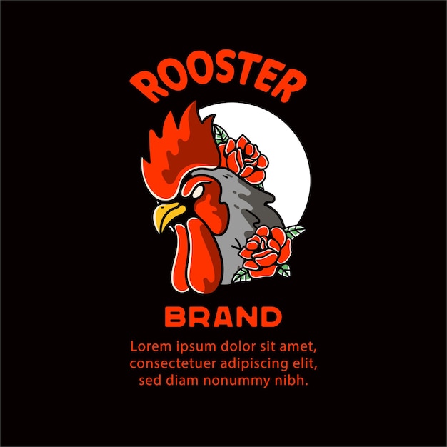 Rooster illustration for t-shirts design character