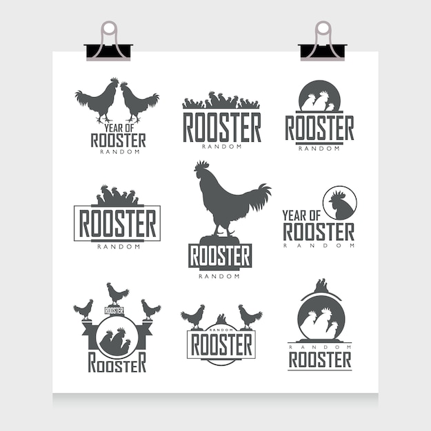 Free vector rooster labels collection