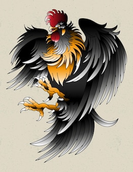 Rooster neo traditional tattoo