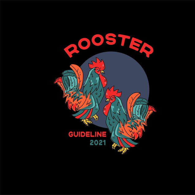 roosters illustration for tshirts