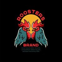 Roosters illustration vintage tattoo for tshirt