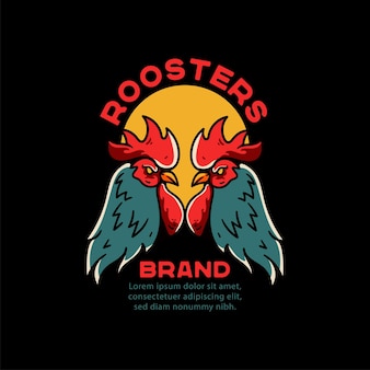 Roosters illustration vintage tattoo for tshirt