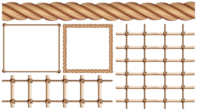 Бесплатное векторное изображение Веревка и многие виды использования веревки