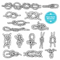 Free vector rope knots sketch set