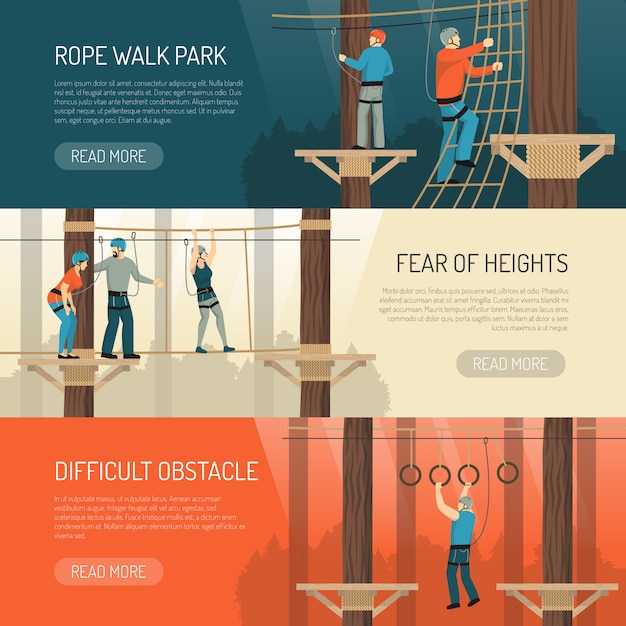 Rope walk activity horizontal banners