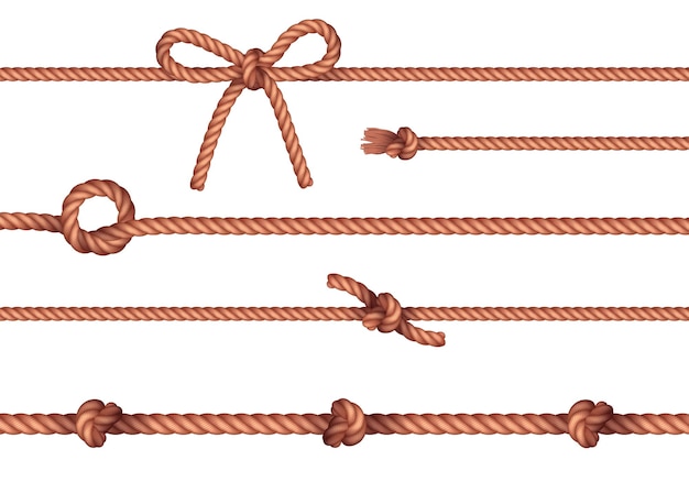 Free vector ropes knots horizontal set