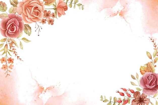 Бесплатное векторное изображение Роза осень акварель фон границы шаблон