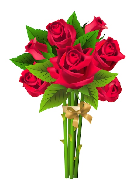 Vettore gratuito mazzo di rose bouquet, presente, incontri. concetto di giorno di san valentino.