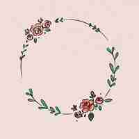 Free vector rose circle frame clipart, doodle illustration vector