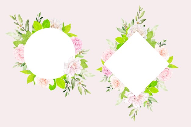 장미와 꽃 잎 청첩장 카드 디자인