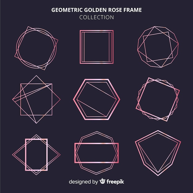 Free vector rose gold frame set