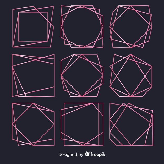 무료 벡터 로즈 골드 프레임 세트