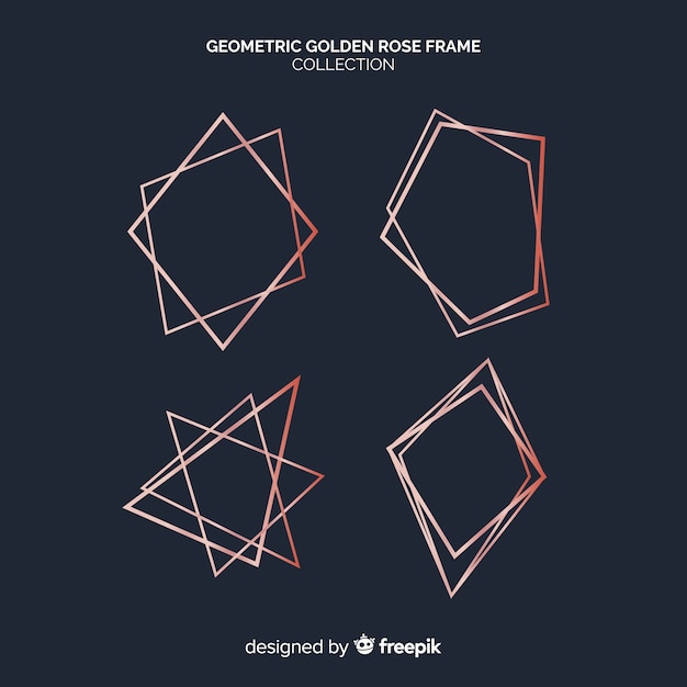 Free vector rose gold geometric frame collection