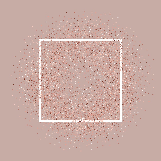 Free vector rose gold glitter background with white frame