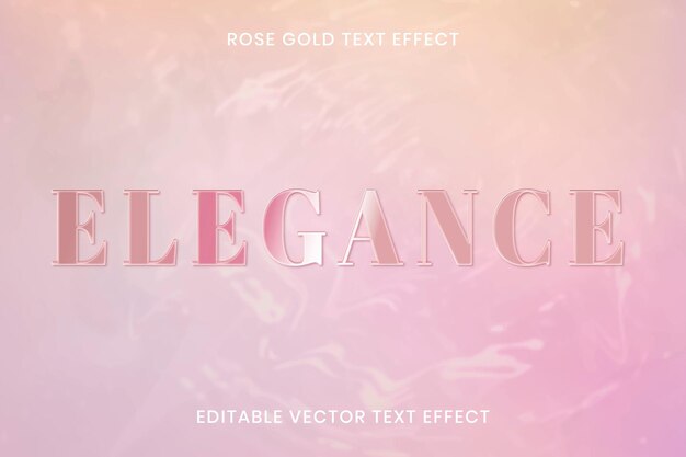 Rose gold text effect vector editable template