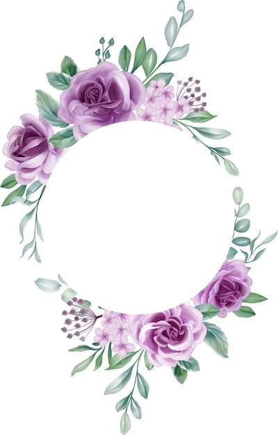 Free vector rose purple watercolor flower frame lilac flower elements botanical background or wallpaper design prints and invitations and postcardsprint
