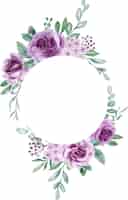 Vettore gratuito rose purple acquerello fiore cornice fiore lilla elementi sfondo botanico o carta da parati design stampe e inviti e cartolinestampa