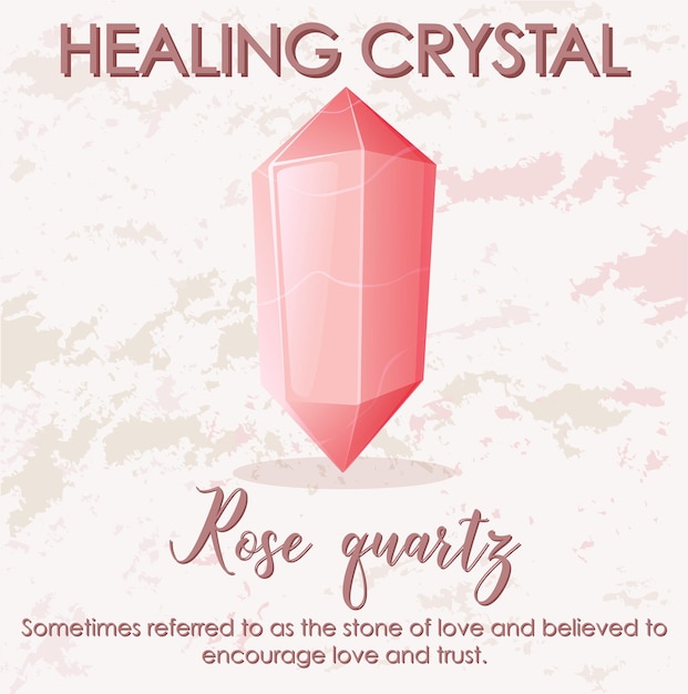 Free vector rose quartz stone with text