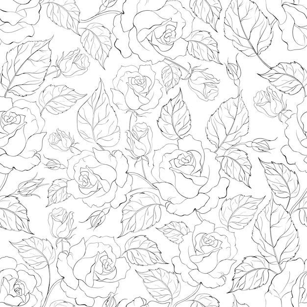 Rose seamless background Vector illustration
