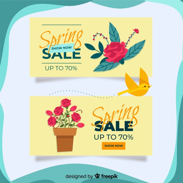 Free vector rose spring sale banner