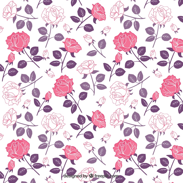 Free Vector roses pattern in pink and purple tones