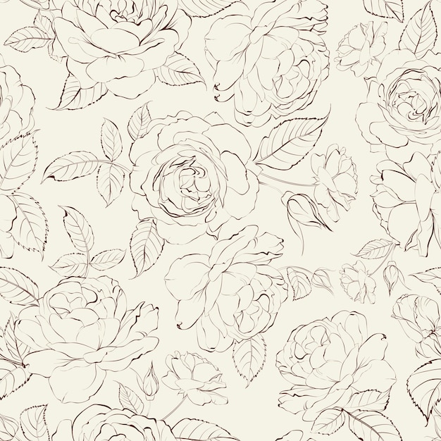 Roses seamless background Vector illustration
