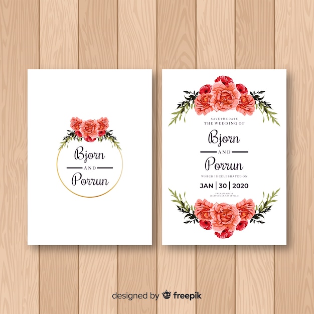 Roses wedding invitation template