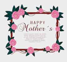 Free vector roses with branches leaves to mothers day celebration