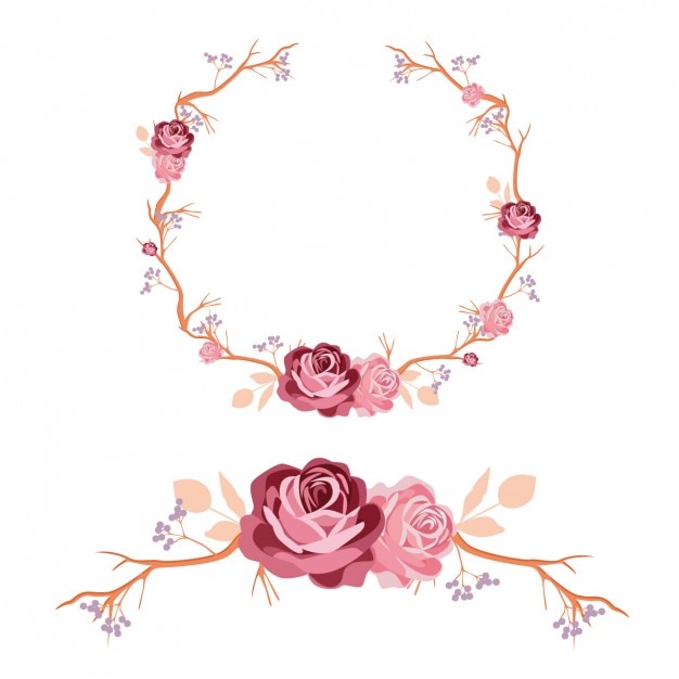 Vettore gratuito roses corona e design ornamento