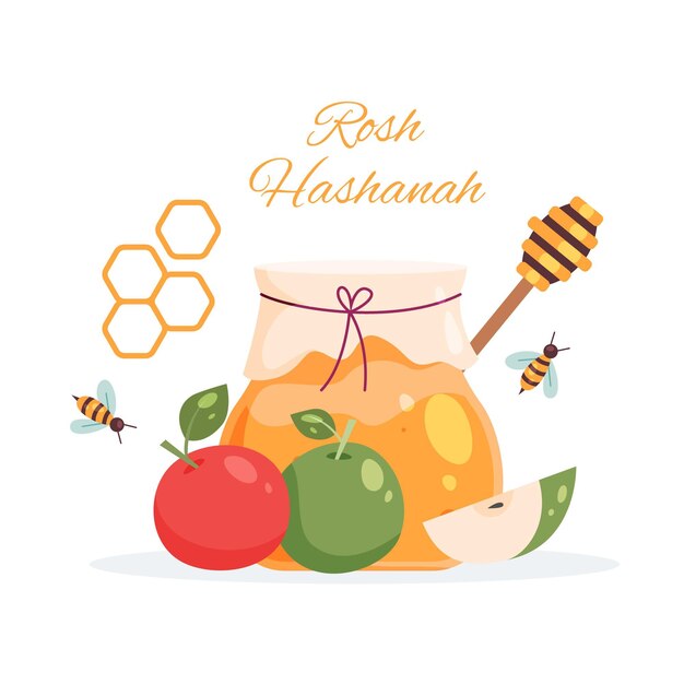 Rosh hashanah with honey and apples