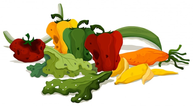 Бесплатное векторное изображение Гнилые овощи на полу