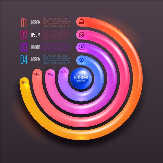 Round 3d glossy infographic