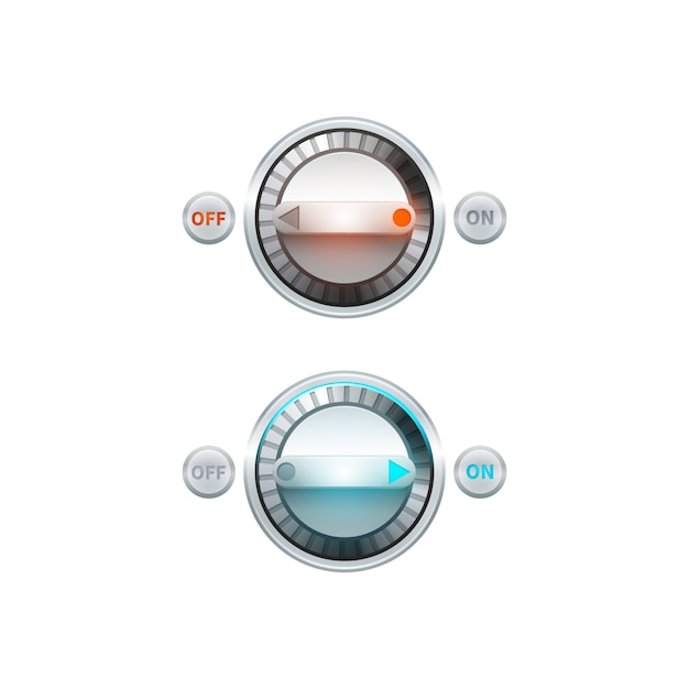 Free vector round analog on off turn button set