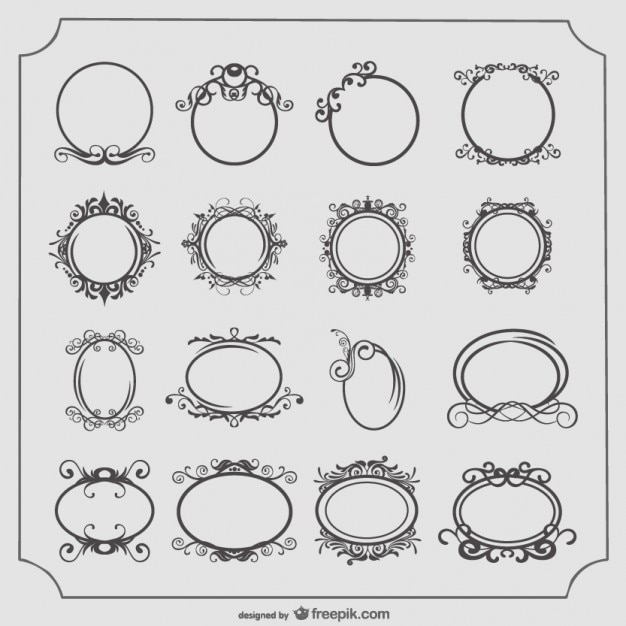 Download Free Round And Oval Vintage Frames Set Svg Dxf Eps Png Download Free Svg Cut Files