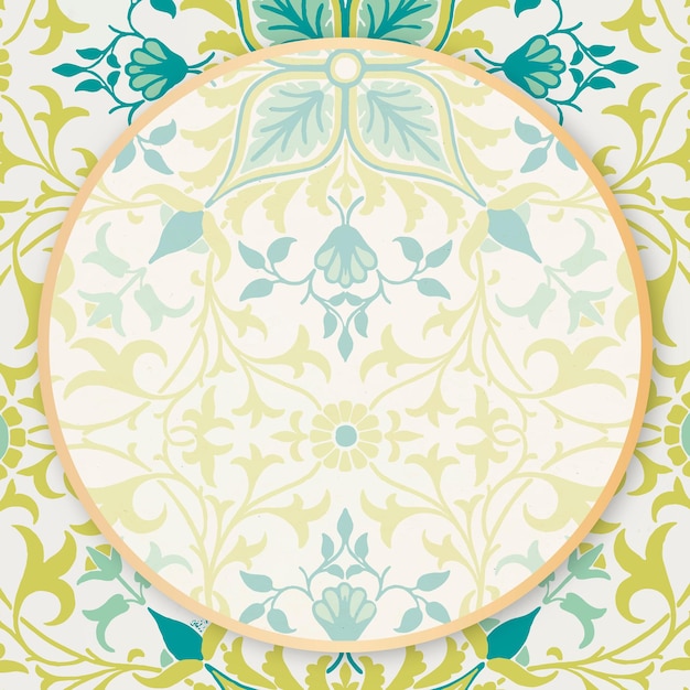 Free vector round antique floral frame vector design space