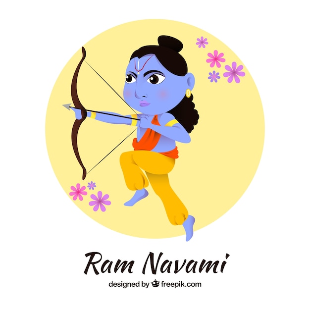 Round background of rama with bow and arrow