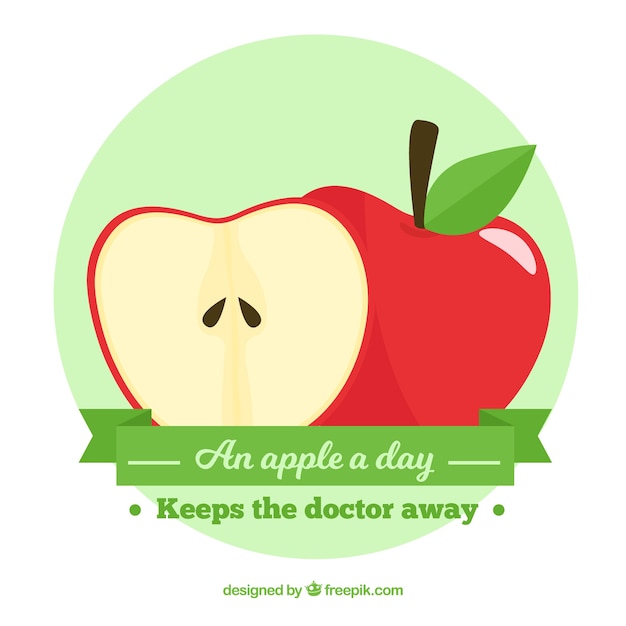 Free vector round background of red apple