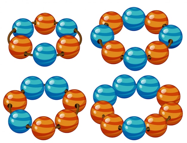 Perline rotonde in blu e arancione illustrazione