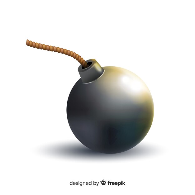 Round black bomb realistic style