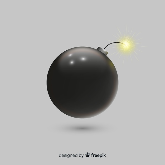 Круглая черная бомба в реалистичном стиле