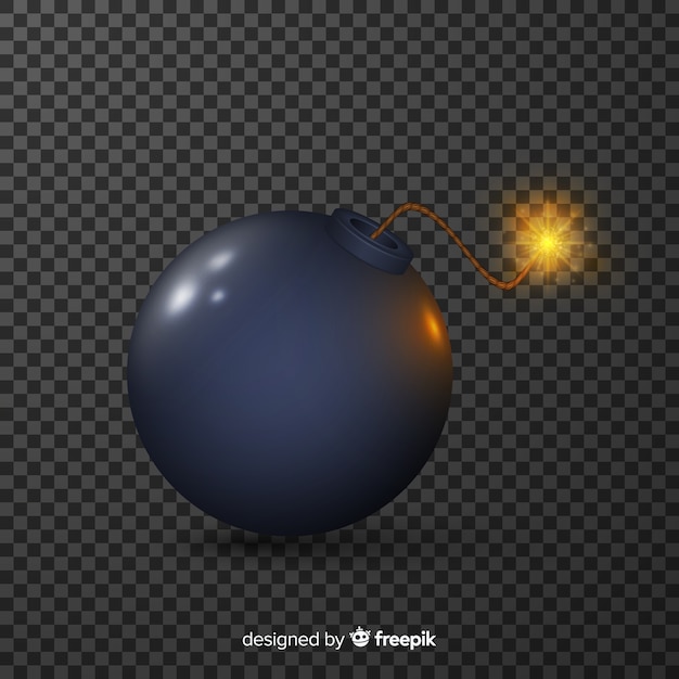 Бесплатное векторное изображение Круглая черная бомба в реалистичном стиле