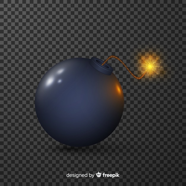 Free vector round black bomb realistic style