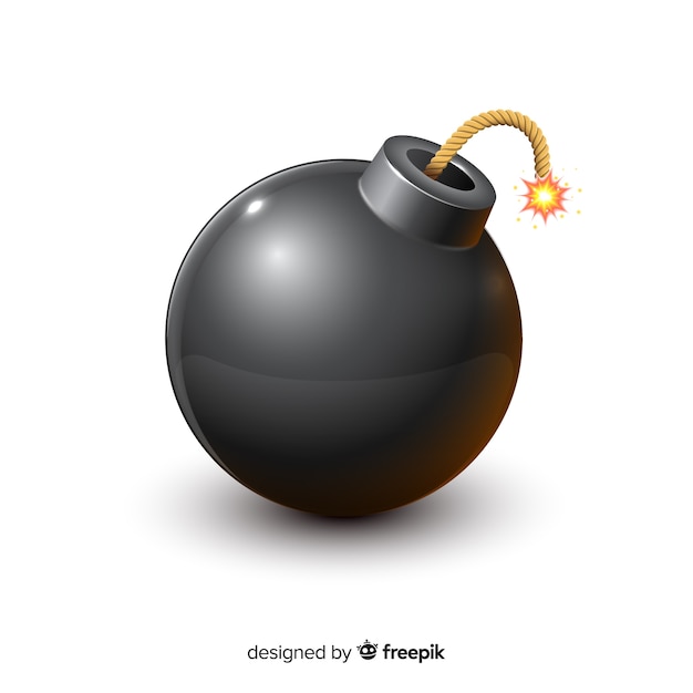 Round black bomb realistic style