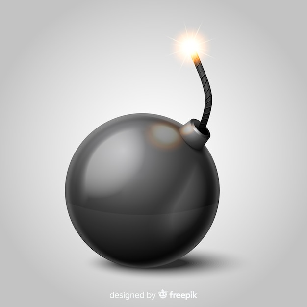 Round black bomb realistic style