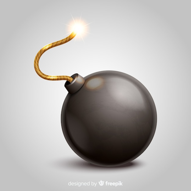 Round black bomb realistic style