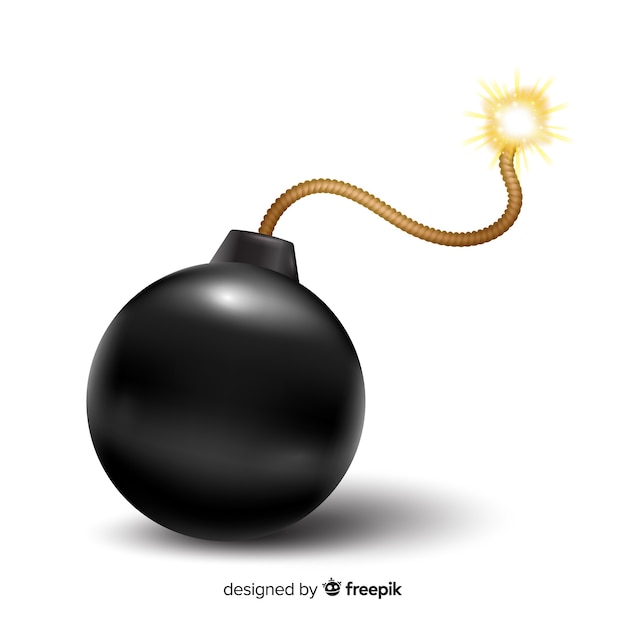 Free vector round black bomb realistic style