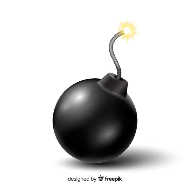 Round black bomb realistic style